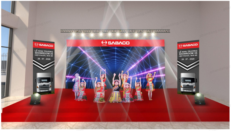 Thiết kế 3D lễ khai trương showroom 3S Hino Sabaco